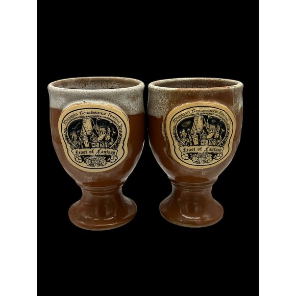 Set of 2 Renaissance Festival 2007 Feast of Fantasy Wine Goblets 5” tall x 3” in - Picture 6 of 9
